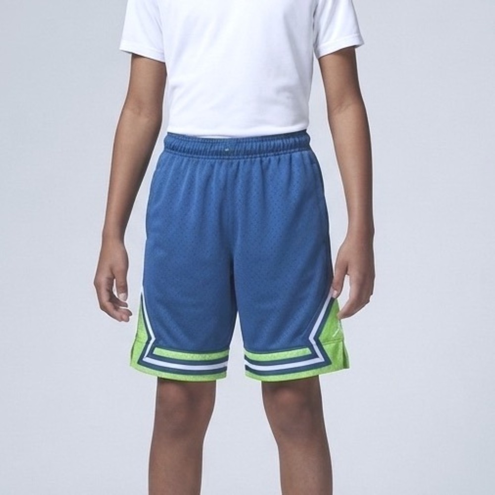 Jordan Kids Blue Lime Green Mesh Basketball Shorts XL Youth‎